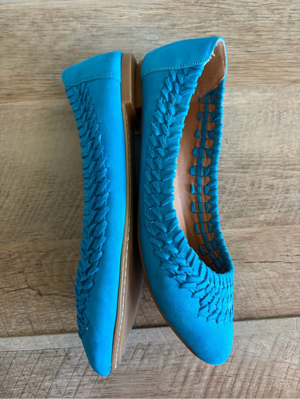 Lucky Brand Flats Women’s Size 7 PHOENE Blue Slip-on‎ Leather Woven Shoes - Picture 7 of 10